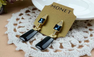 Monet 金銀雙色鑲鉆水晶耳環 廠家直供，批發價格與圖片一覽